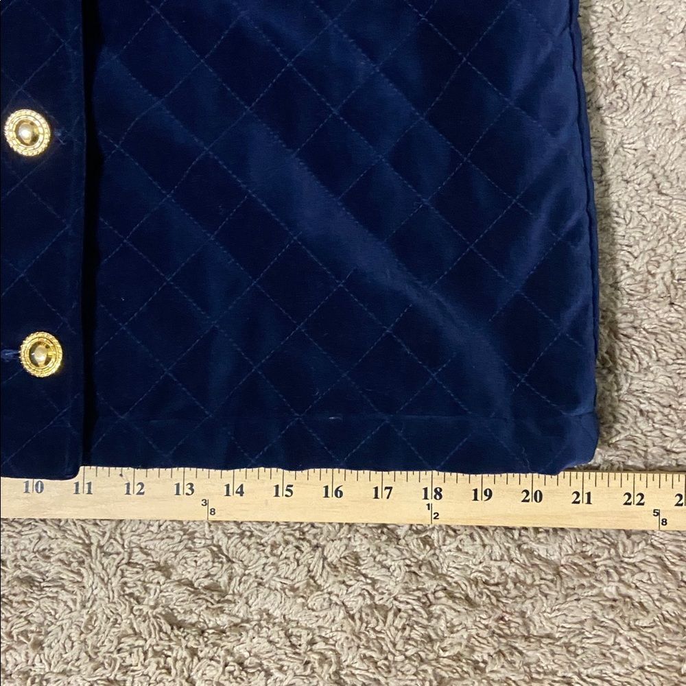 Vintage Herman Geist Blue Quilted Velvet Blazer Gold Buttons size L Quiet Luxury - Picture 11 of 11